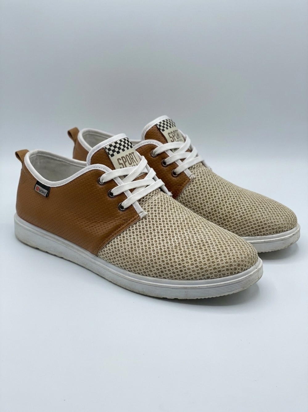 Sporto Men's Tan &‎ Beige Mesh Boat Shoes